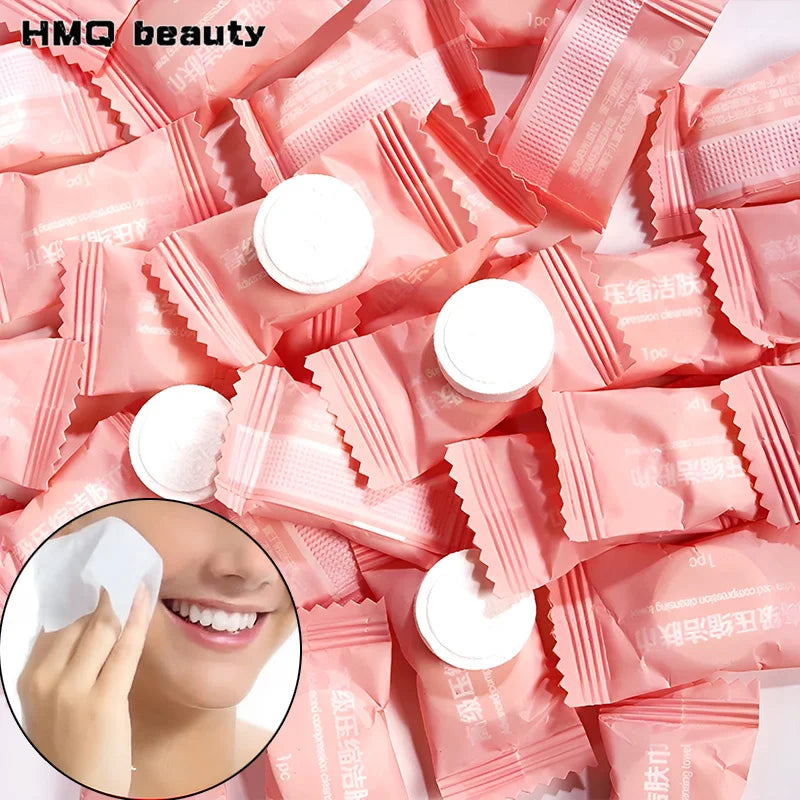 Compressed Disposable Face Towels – 100% Cotton | 50 & 250 Pack Disposable Face Towels QXL