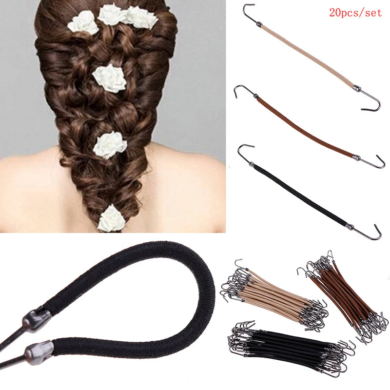 20-Pack Ponytail Hook Hair Bands | No-Pull Elastic Ties Hair Tie Set QXL