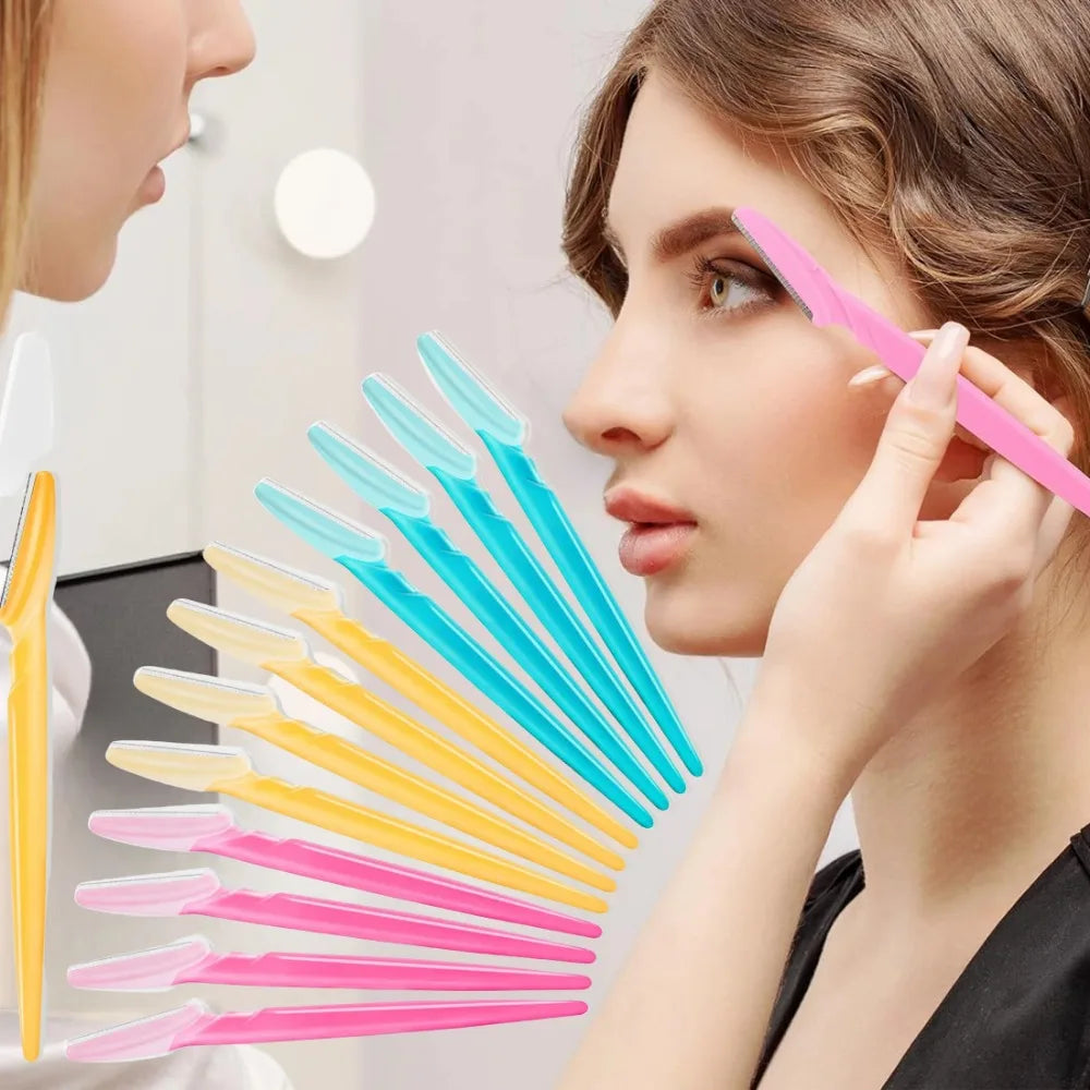 100-Pack Eyebrow & Face Razors with Covers | Unisex Trimmer Eyebrow Face Razor QXL