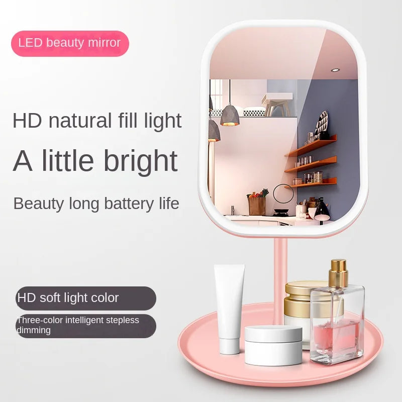 LED Vanity Mirror | 3-Color Fill Light & USB Charging Desktop LED Vanity Mirror QXL