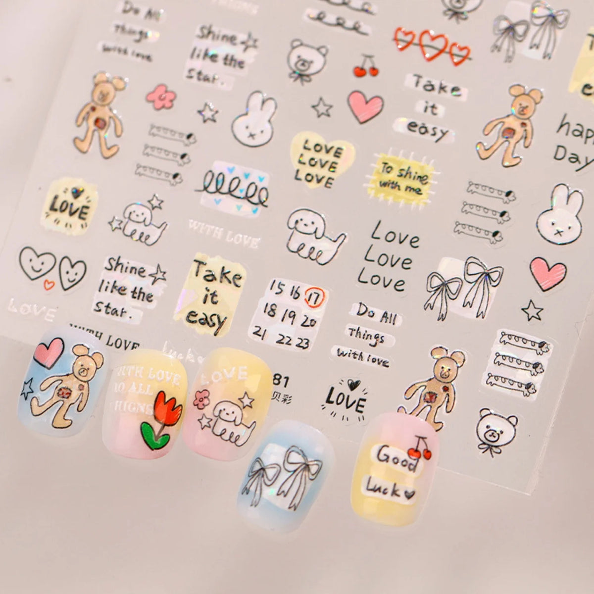 5D Nail Stickers – Animals, Flowers, Hearts & Bows | DIY Nail Art Stickers QXL