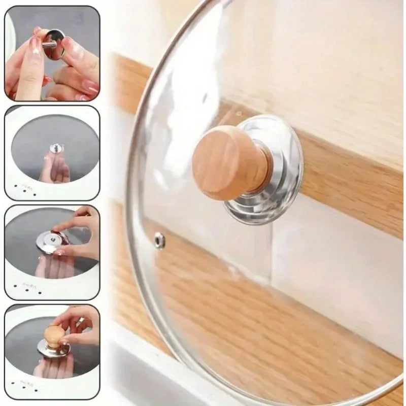 Wooden Heat-Resistant Pot Lid Knob | Universal Replacement Cookware Lid Knob QXL