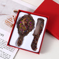 Peacock Embossed Metal Handheld Mirror & Comb Set – 2 Pcs Vanity Mirror Set QXL Red