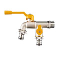 1/2" Dual Spout Outdoor Tap Splitter with Brass Ball Valves Garden Tap Splitter QXL yellow