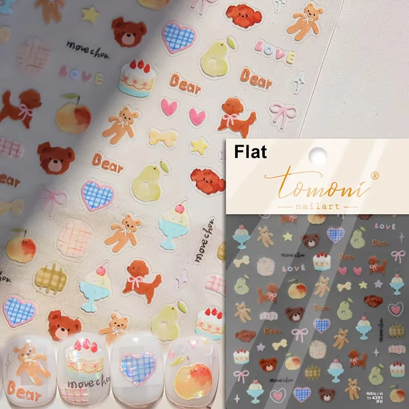5D Embossed Kawaii Graffiti Nail Art Stickers | Self-Adhesive Nail Art Stickers QXL TO4351
