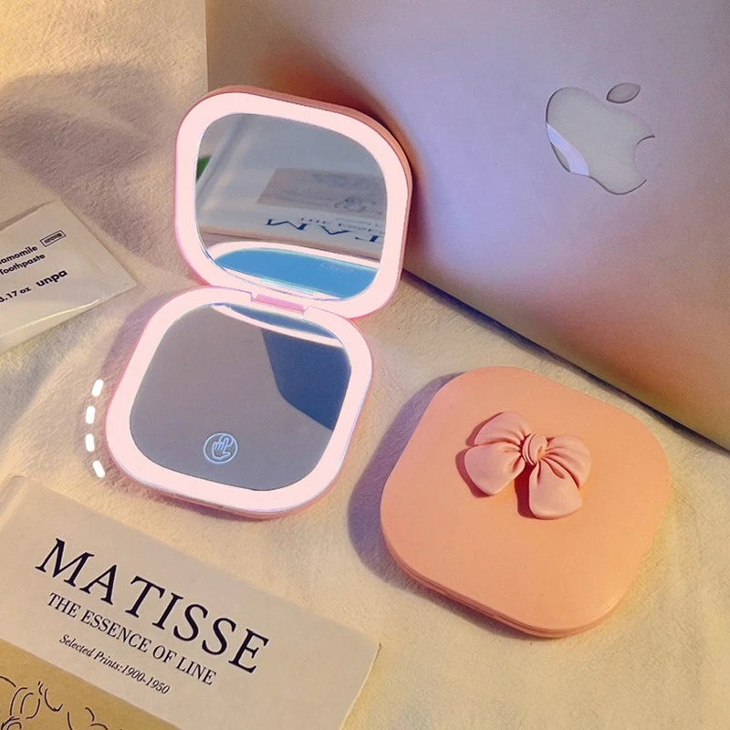 3-Color LED Magnifying Makeup Mirror | Portable Double-Sided LED Makeup Mirror QXL