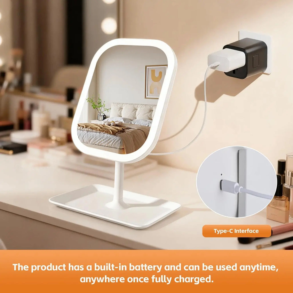 Cosmomiro LED Vanity Mirror | 3 Light Modes, Rechargeable Lighted Vanity Mirror QXL