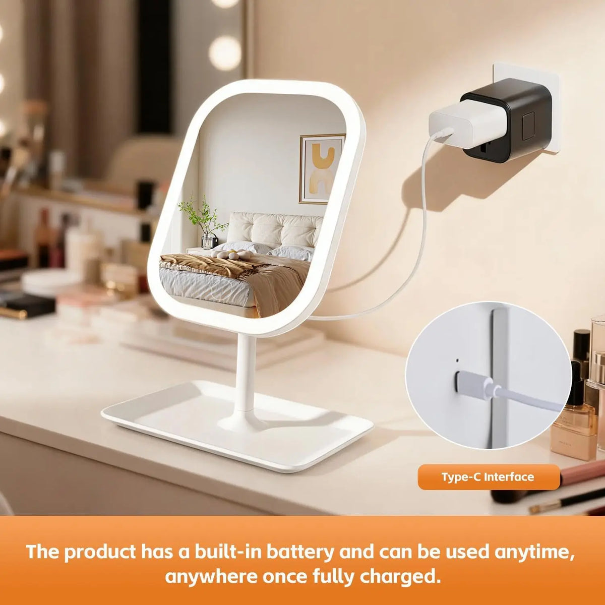 Cosmomiro LED Vanity Mirror | 3 Light Modes, Rechargeable Lighted Vanity Mirror QXL