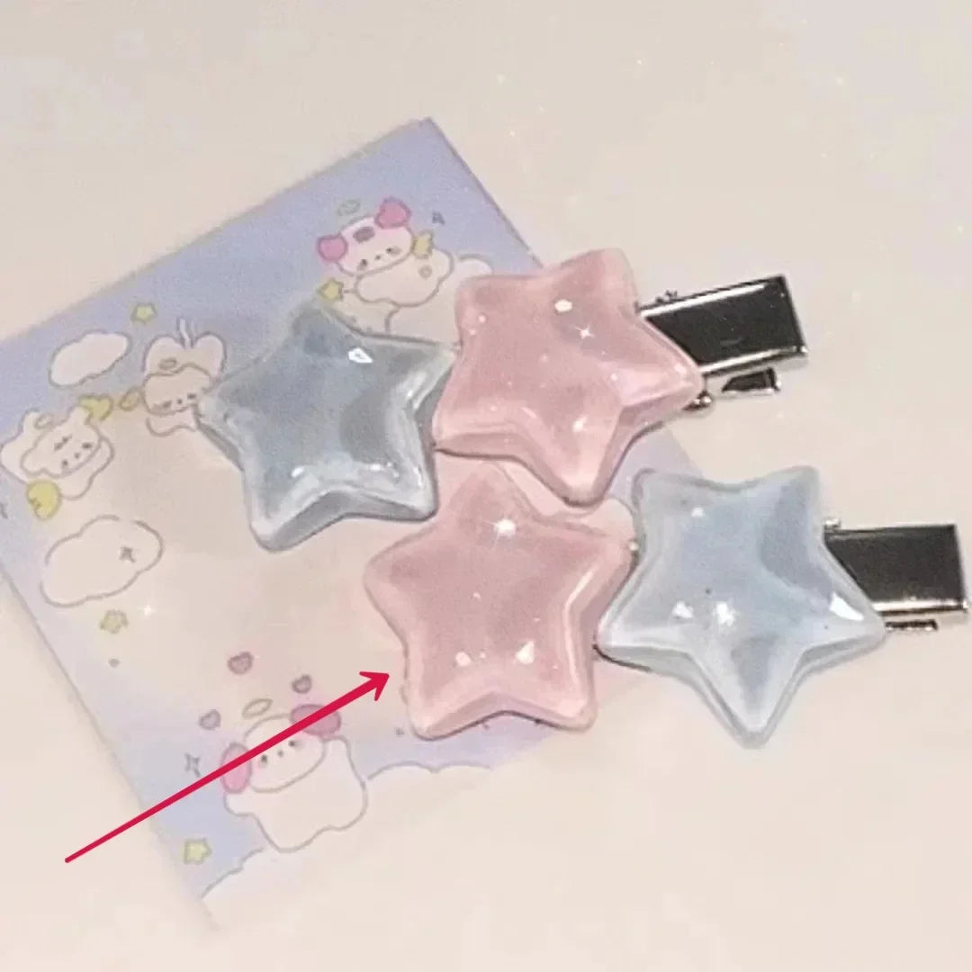 Jelly Pentagram Duckbill Hair Clip | Cute Bangs Side Clip Hair Clip QXL pink blue 1pc