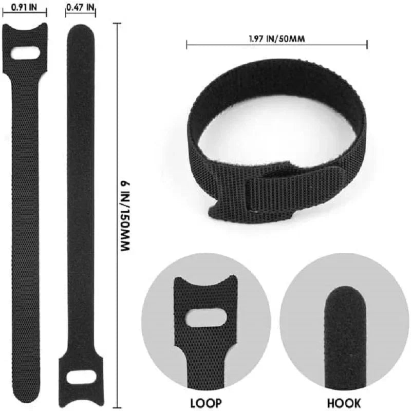 100-Pack Reusable Nylon Cable Ties | Loop Wire Organizer Cable Ties QXL