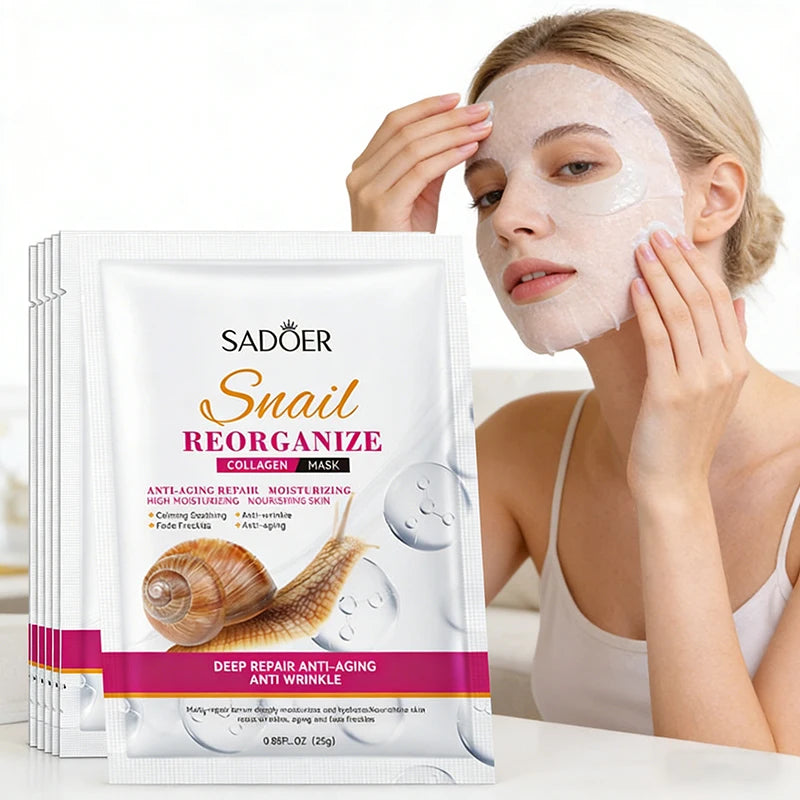 SADOER Snail Collagen Face Masks – Firming & Hydrating 5-Pack Collagen Sheet Mask QXL Default Title