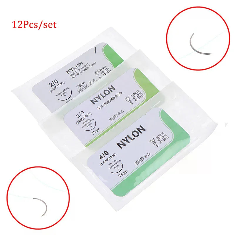 12-Pack Nylon Suture Practice Kit | Sizes 2.0, 3.0 & 4.0 Suture Practice Kit QXL