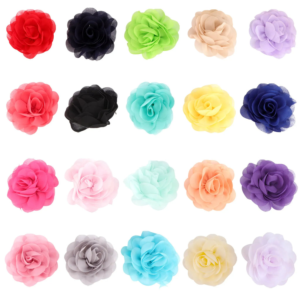 20-Pc 3D Chiffon Rose Flower Hair Clips | Wedding & Party Set Floral Hair Clips QXL