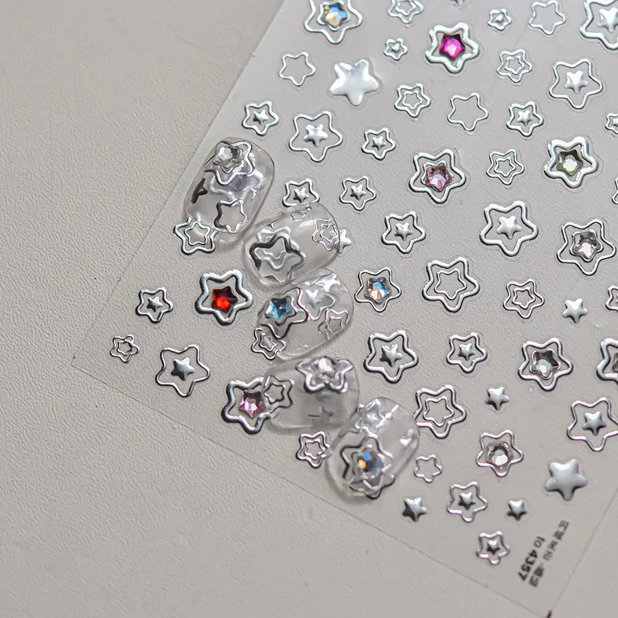 5D Crystal Star Nail Stickers | Rainbow Jelly Shiny Design Nail Art Stickers QXL
