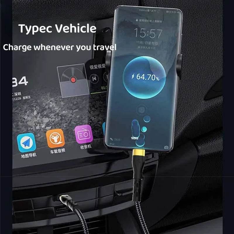 120W 6A USB-C to USB-C Fast Charging Braided Cable USB-C Charging Cable QXL