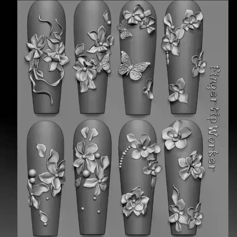 3D Silicone Nail Art Mold – Flower Bow Butterfly Designs Silicone Nail Mold QXL