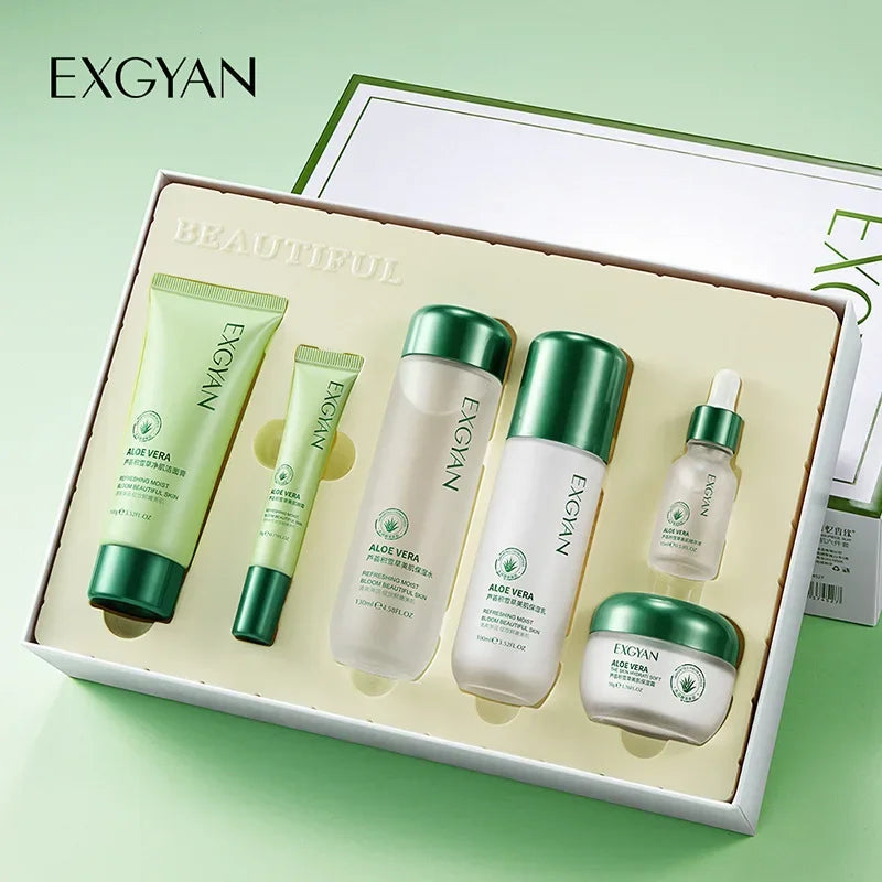 Centella Asiatica 6-Piece Skin Care Set | Aloe, Vitamin C & Peptides Skin Care Set QXL