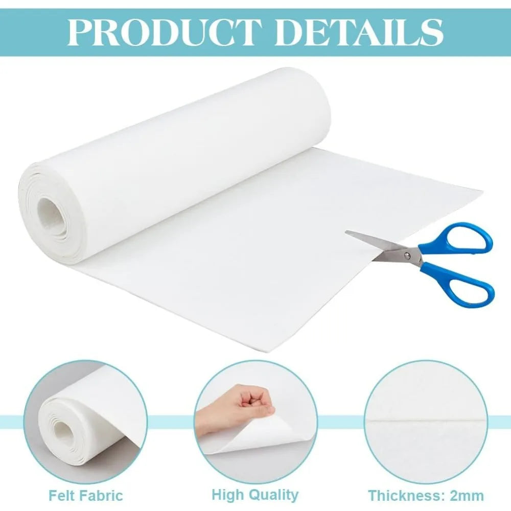 White Felt Roll 118x15.7" 2mm Nonwoven Fabric | DIY Crafts Craft Felt Roll QXL