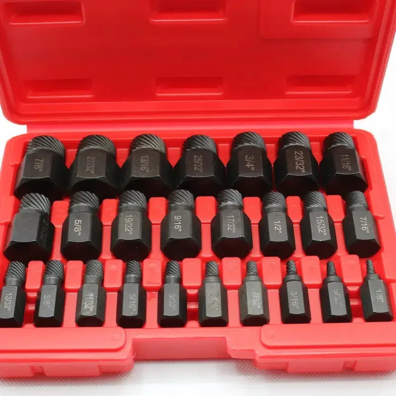25-Pc Screw Bolt Extractor Set | Stripped & Broken Screw Remover Screw Extractor Set QXL