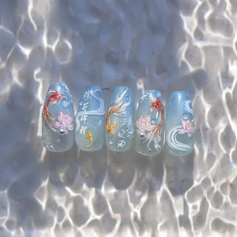 5D Relief Nail Art Stickers – Koi, Mermaid & Ocean Decals Nail Art Stickers QXL