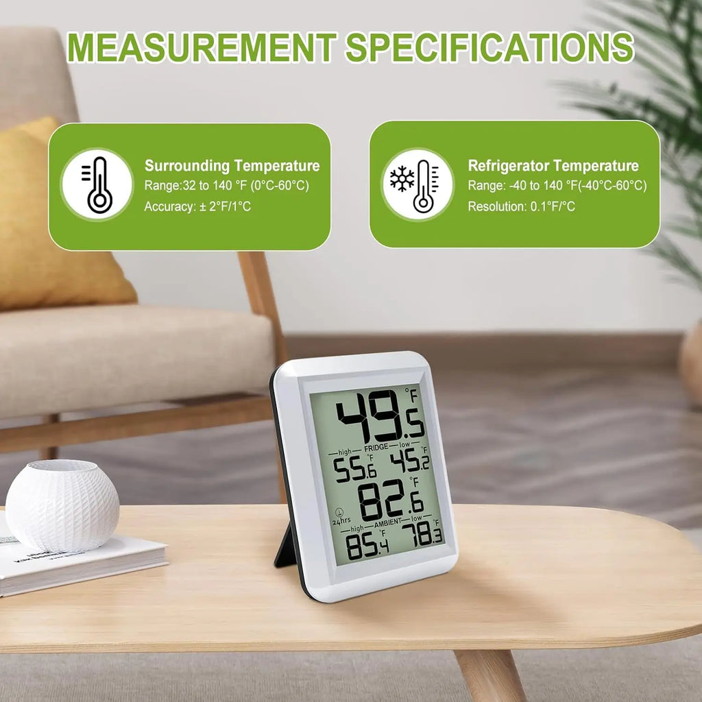 Digital Fridge Freezer Thermometer | Magnetic LCD Hygrometer Digital Thermometer Hygrometer QXL