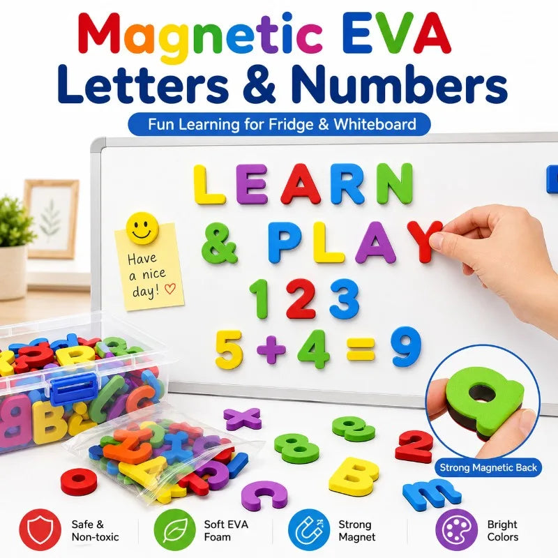 Magnetic EVA Letters & Numbers Set – Colorful Fridge Magnets Educational Magnet Set QXL