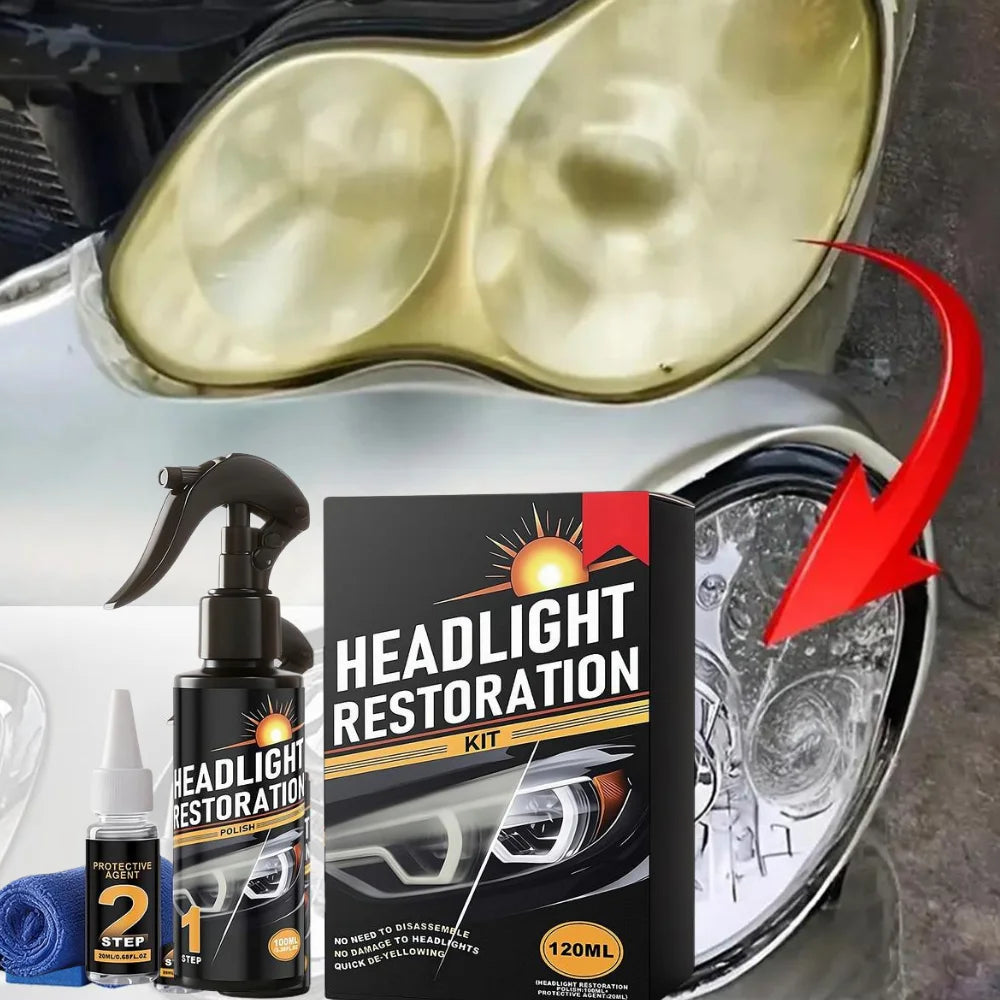 Car Headlight Restoration Kit | Polish & UV Protective Coat Headlight Restoration Kit QXL