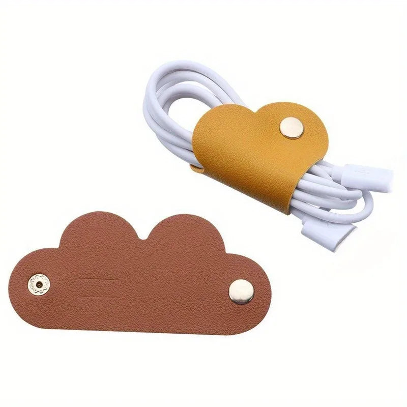 5-Pack Leather Cable Winder Ties | Heart Buckle Wire Organizer Cable Wire Organizer QXL