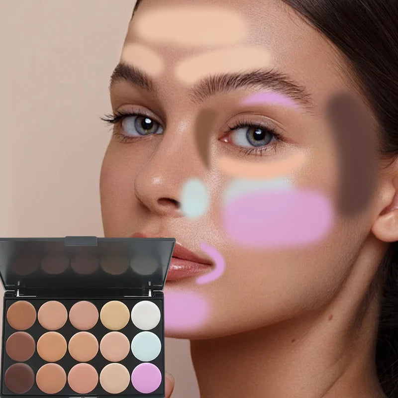 15-Color Concealer Palette & Brush | Full Coverage Makeup Concealer Palette QXL