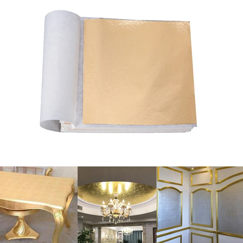 100-Sheet Gold Foil Leaf Sheets for Gilding & DIY Crafts Craft Foil Sheets QXL