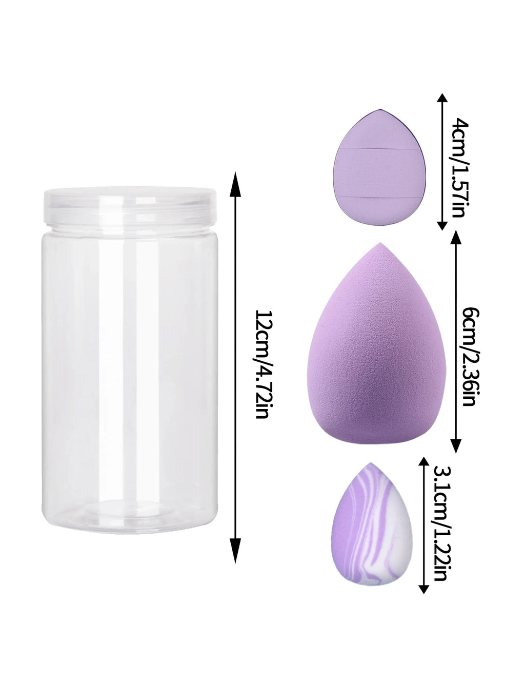 8-Pc Purple Makeup Sponge & Powder Puff Set + Storage Jar Makeup Sponge Set QXL