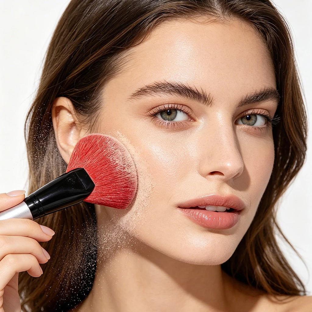 KOSSHOW Fan Brush & Powder Puff Set | Highlighter & Powder Makeup Brush Set QXL