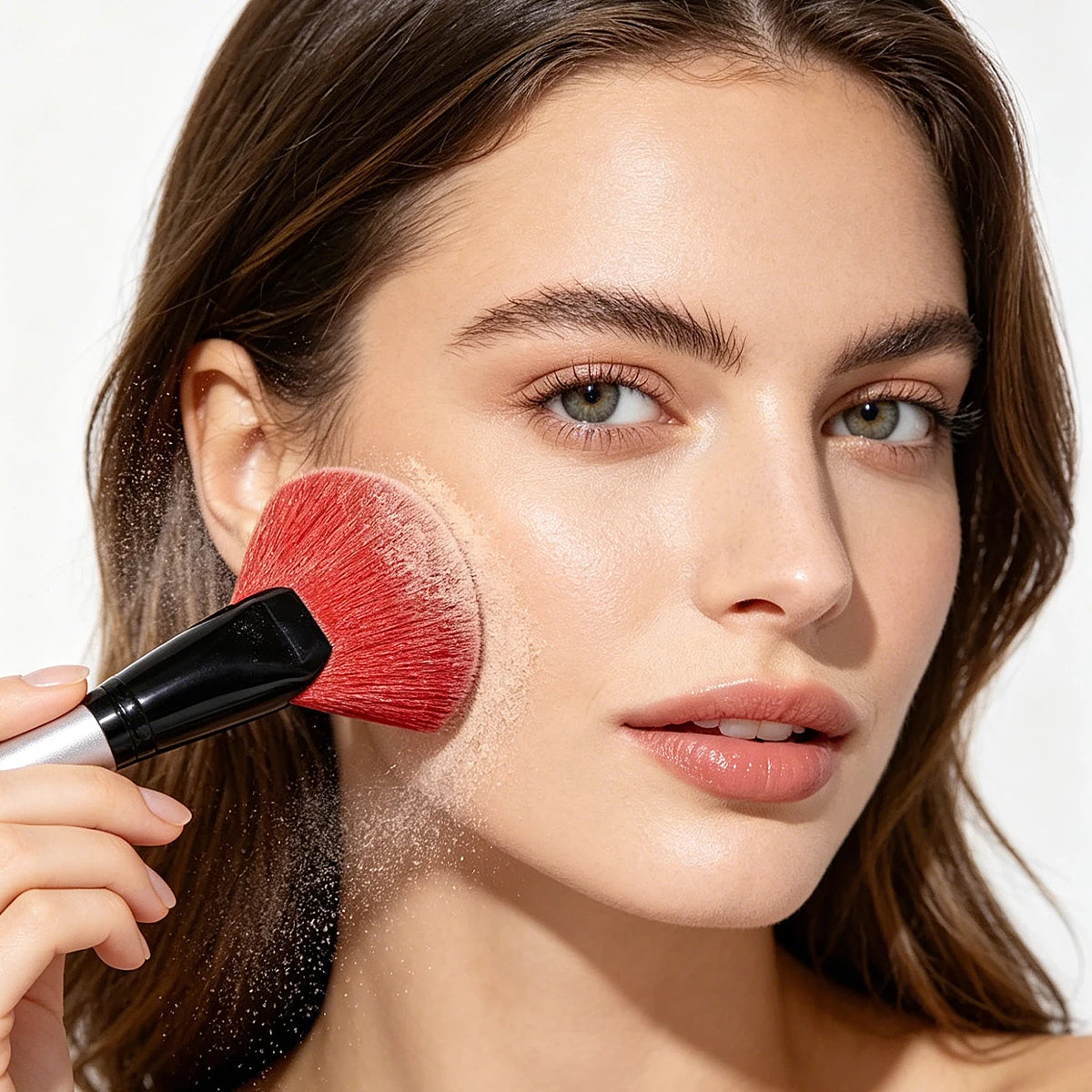 KOSSHOW Fan Brush & Powder Puff Set | Highlighter & Powder Makeup Brush Set QXL
