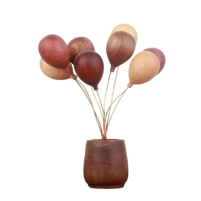 6-Inch Handmade Wood Balloon Vase | Multi-Wood Home Decor Decorative Wood Vase QXL