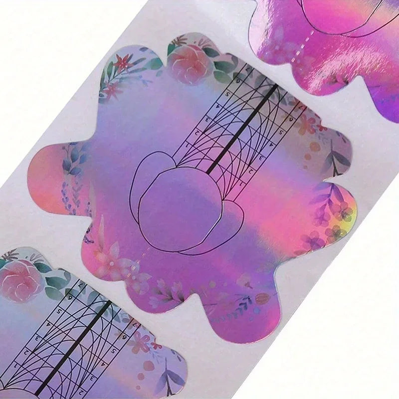 100-Pc French Nail Tip Stencil Stickers | UV Gel Extension Forms Nail Extension Forms QXL