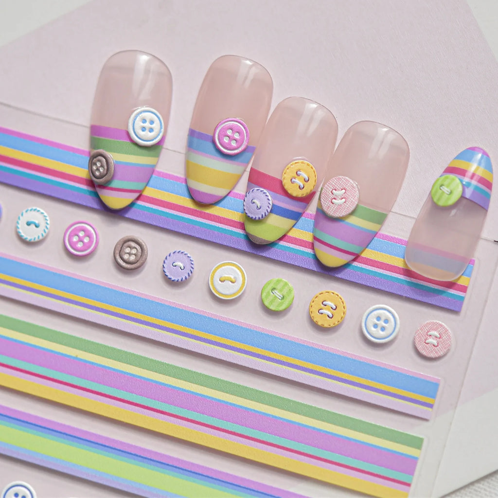 5D Nail Art Stickers – Stripes, Hearts, Stars & Rainbow Decals Nail Art Stickers QXL