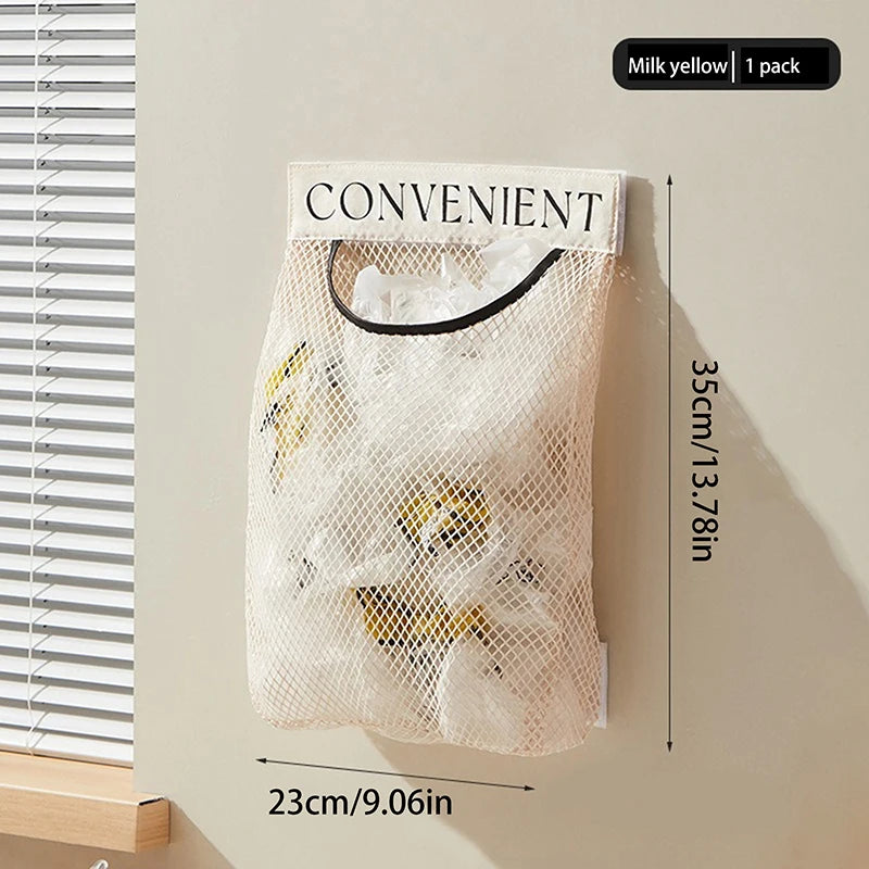 Wall-Mount Mesh Hanging Storage Bag | Kitchen Organizer Hanging Storage Organizer QXL A