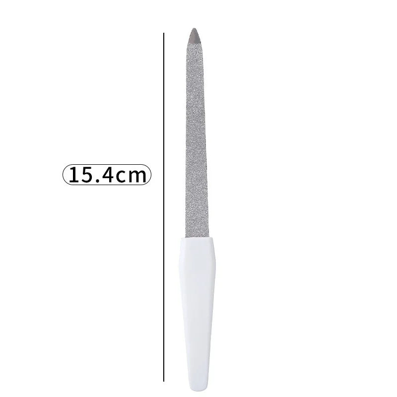 Stainless Steel Sword Nail File | Sharp Tip, Double-Sided Grit Metal Nail File QXL WHITE