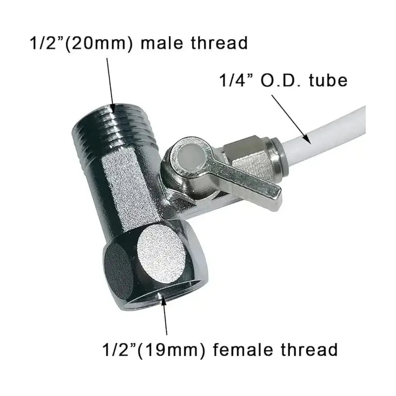 1/2" to 1/4" Three-Way Ball Valve Tee for Water Purifiers Plumbing Tee Adapter QXL