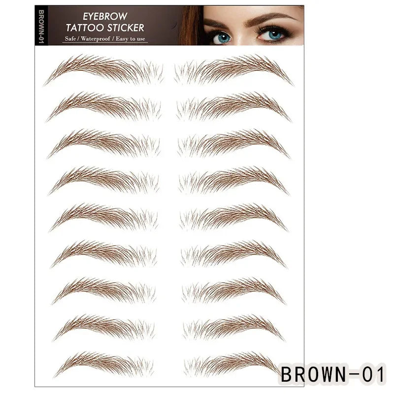 6D Waterproof Hair-Like Eyebrow Tattoo Stickers | Easy Brow Eyebrow Tattoo Stickers QXL BROWN-01