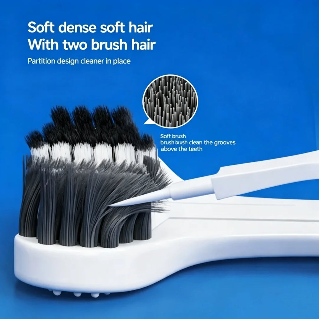 6-Pack 3D U-Shaped Three-Sided Soft Toothbrush for Adults Manual Toothbrush QXL