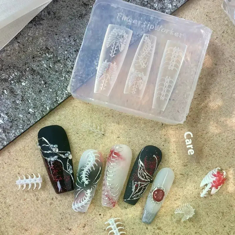 3D Skeleton Rib Silicone Nail Art Mold | DIY Manicure Template Nail Art Mold QXL