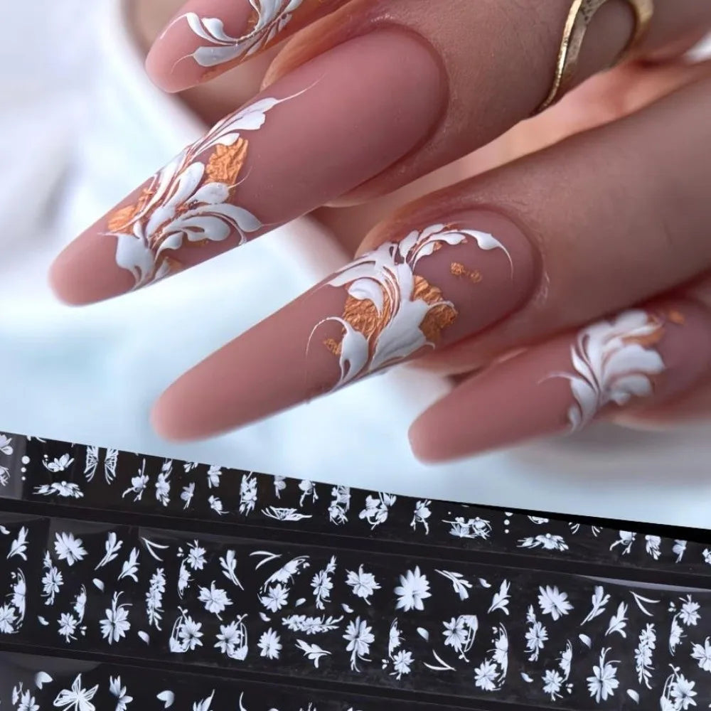 Lace Holographic Nail Foils | Black White Sequin Nail Stickers Nail Foil Stickers QXL