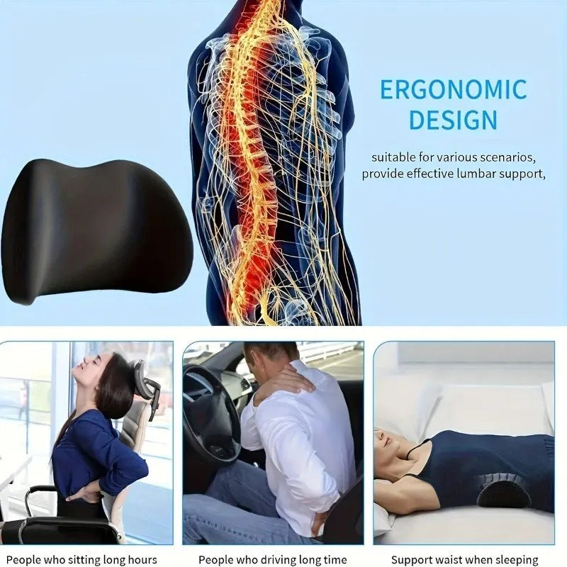 Memory Foam Lumbar Support Cushion | Ergonomic Back Pillow Lumbar Support Pillow QXL
