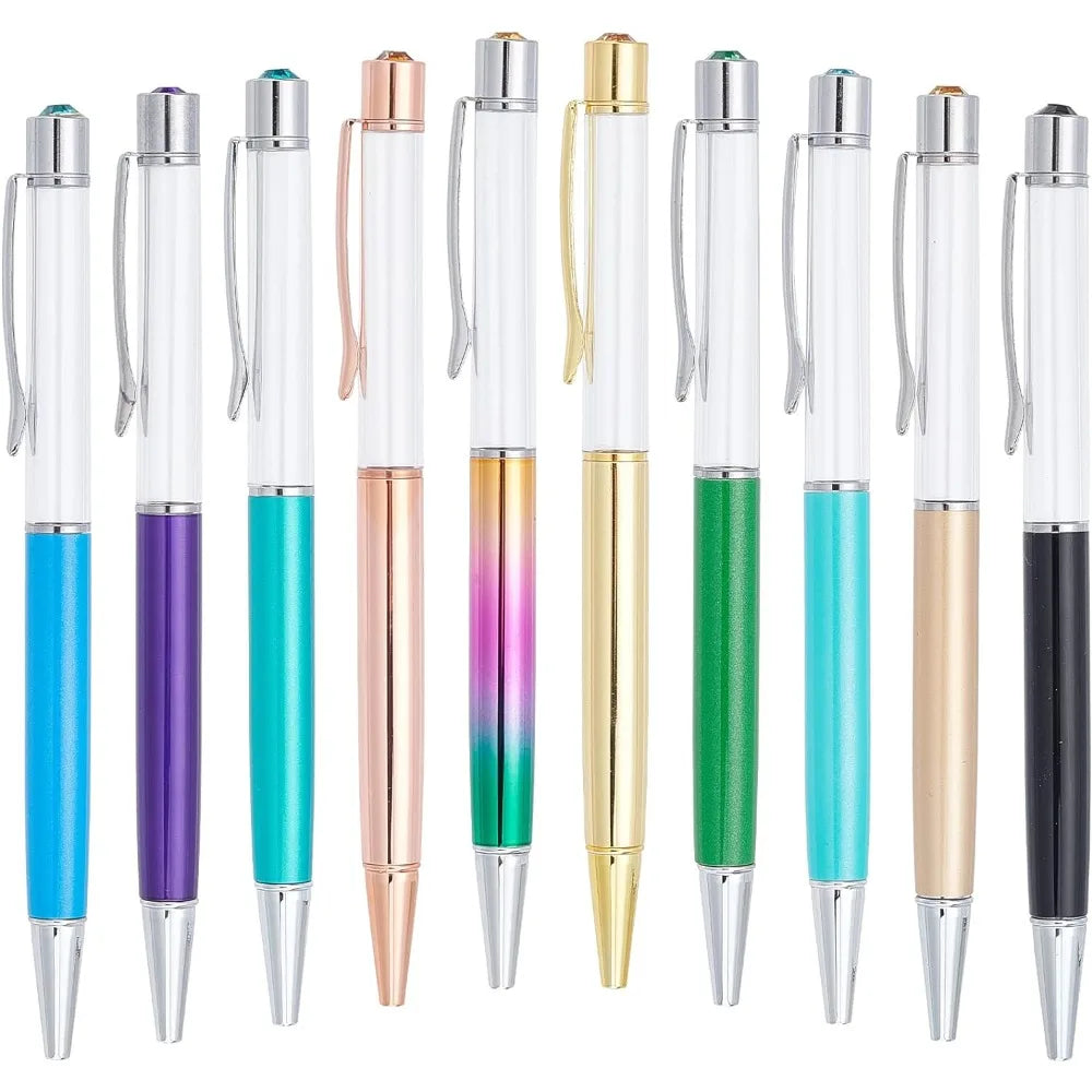 10-Pack Glitter Liquid Sand Ballpoint Pens | 10 Colors DIY Novelty Ballpoint Pen Set QXL