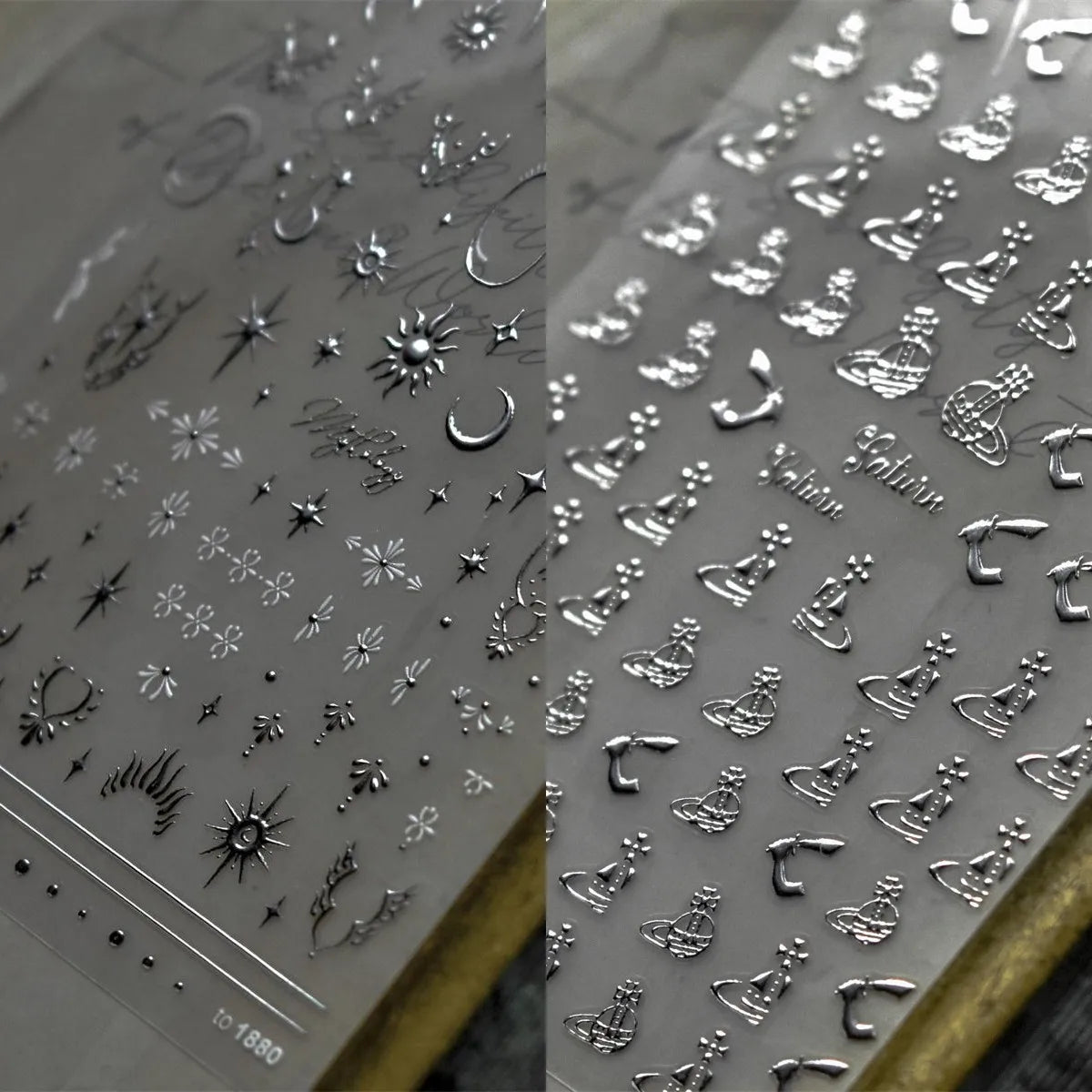 5D Japanese Silver Nail Art Stickers | Retro Heart & Star Decals Nail Art Stickers QXL