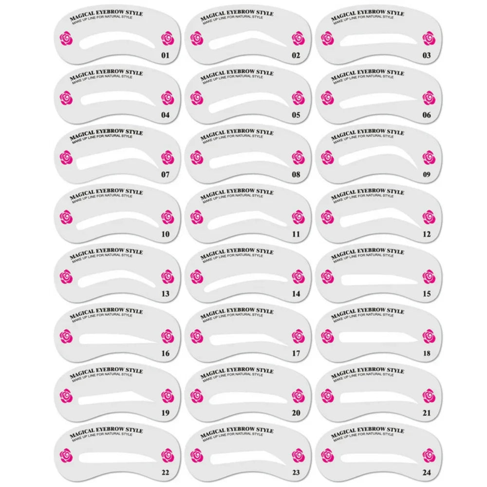 2-in-1 Eyebrow & Eyelash Stencil Card Set | Makeup Tool Eyebrow Stencil Set QXL No.4 24pcs