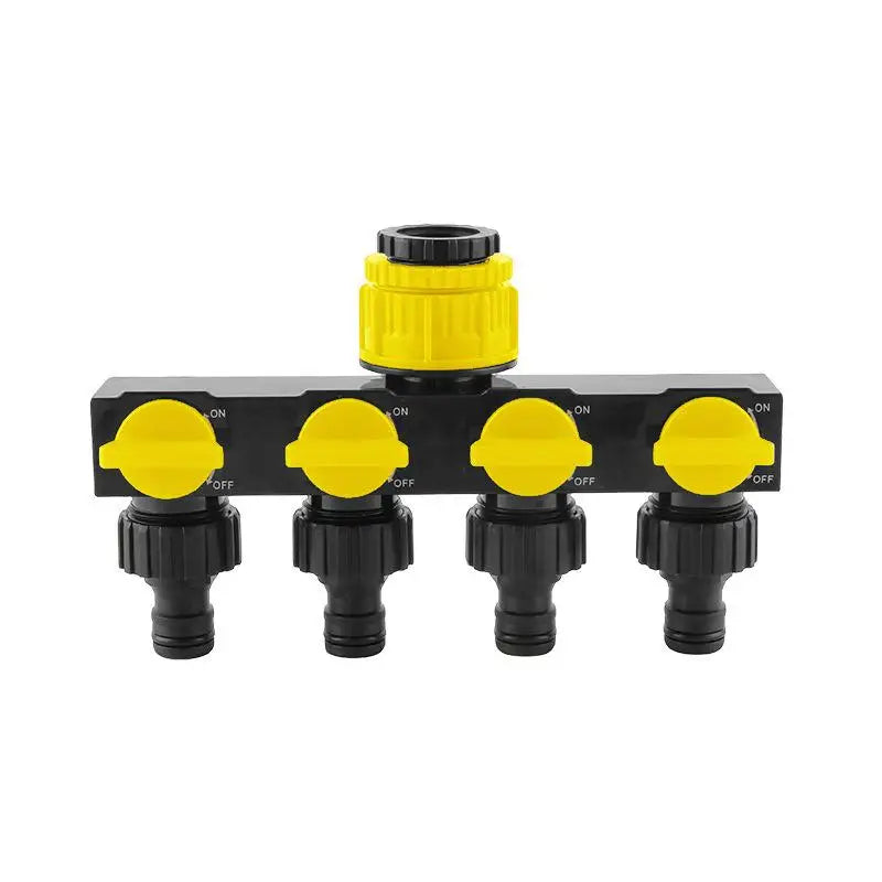 4-Way Garden Hose Splitter | 1 In 4 Out Water Divider & Valves Garden Hose Splitter QXL yellow