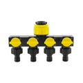 4-Way Garden Hose Splitter | 1 In 4 Out Water Divider & Valves Garden Hose Splitter QXL yellow