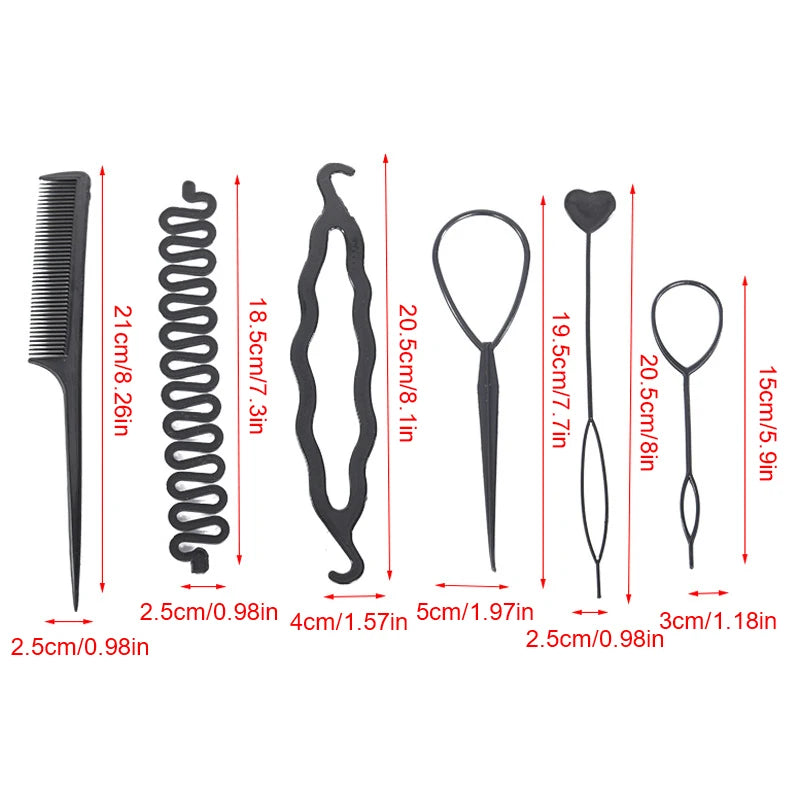 6-Piece Kids Spiral Twist Hair Braiding & Curler Tool Set Hair Styling Set QXL ons size